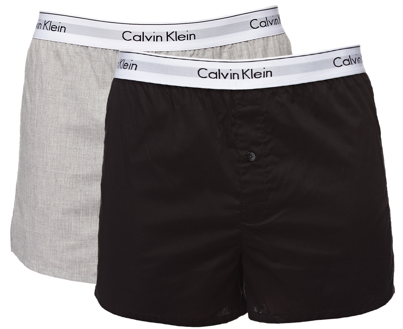 Calvin Klein Men's Modern Cotton Stretch Slim Fit Boxers 2-Pack - Black ...