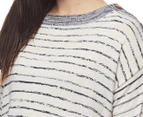 ELM Women's Mode Pullover - White Navy Stripe