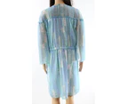 Halston Blue Women's US Size XL Drawstring Ruffle Sheath Dress