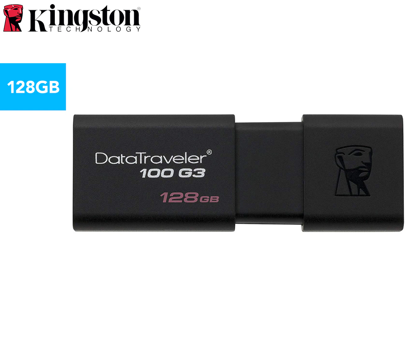 Kingston 128GB Data Traveler USB 3.0 Memory File Storage Stick Flash Drive Black