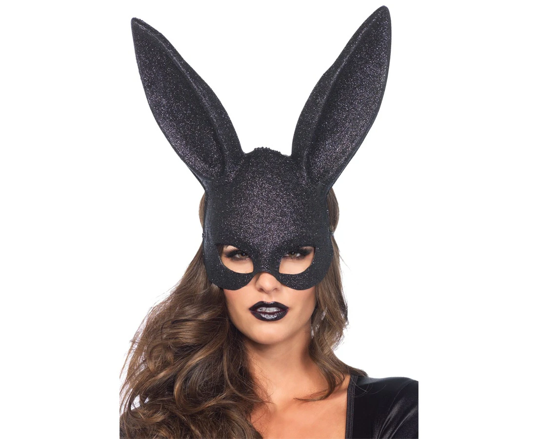 Rabbit Glitter Black Adult Mask