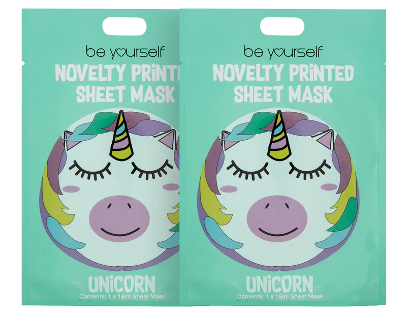 2 x Be Yourself Unicorn Novelty Printed Sheet Mask 18mL