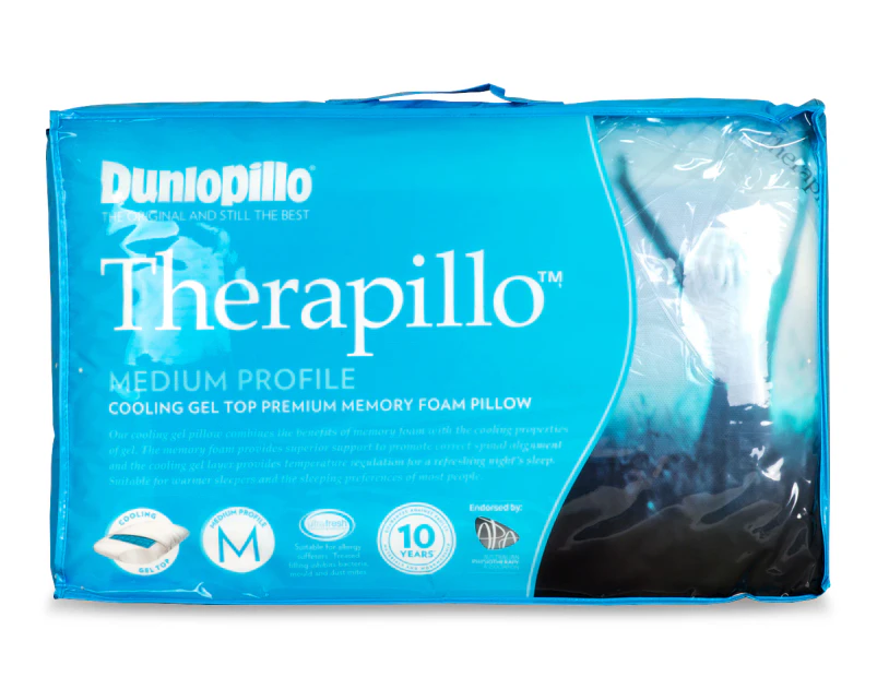 Dunlopillo Therapillo Medium Profile Cooling Gel Top Premium Memory Foam Pillow