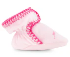 Playette Baby Girls' Blanket Stitch Slippers - Pink
