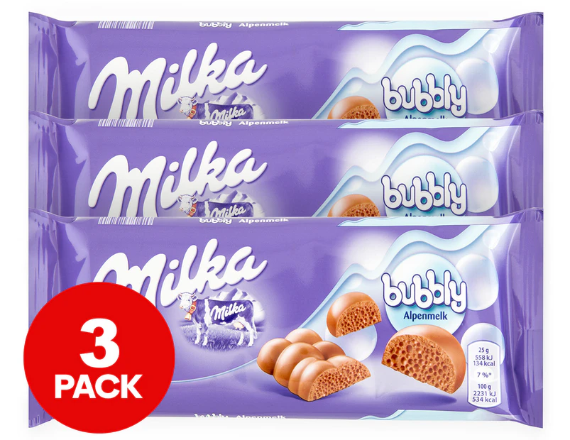 3 x Milka Bubbly Chocolate Block 100g