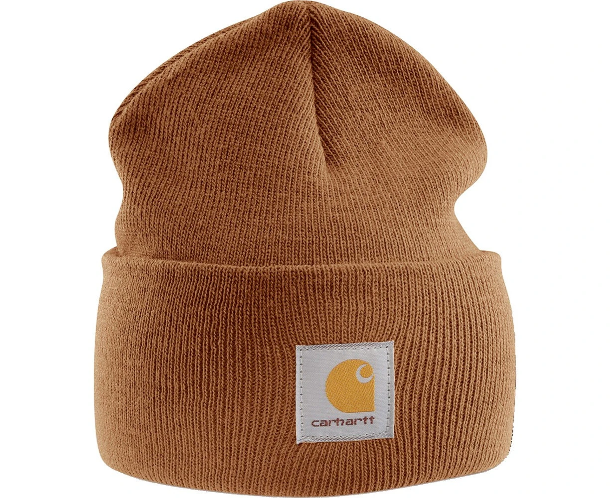 Carhartt Mens A18 Stretchable Rib Knit Acrylic Watch Beanie Hat - Carhartt Brown