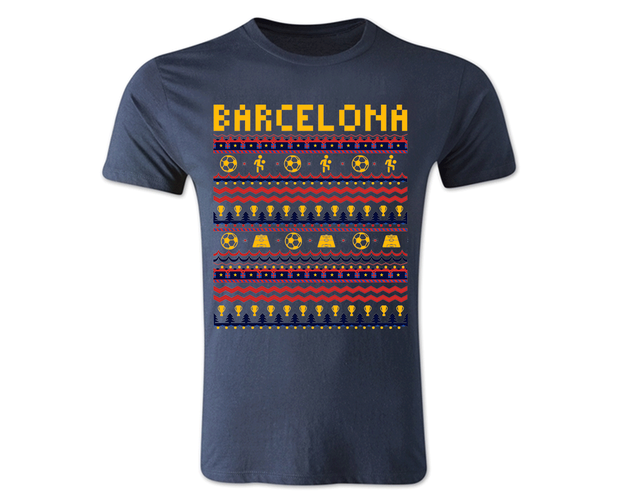 Barcelona Christmas T-Shirt (Navy)