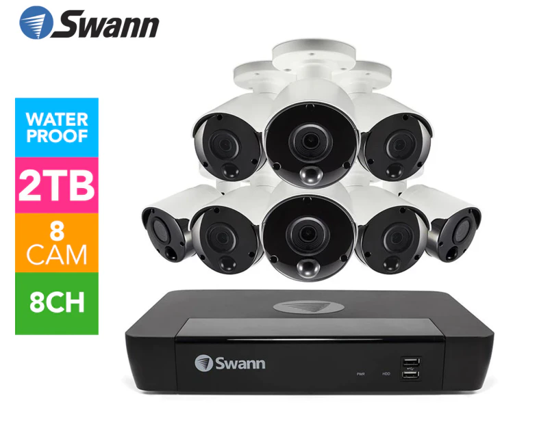 Swann NVR8-8580 8-Channel Security System + 8 x NHD-865MSB Thermal Sensing Bullet Cameras