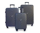 Silver Maze Series3 Piece Hard Case Luggage Set with TSA Expandable