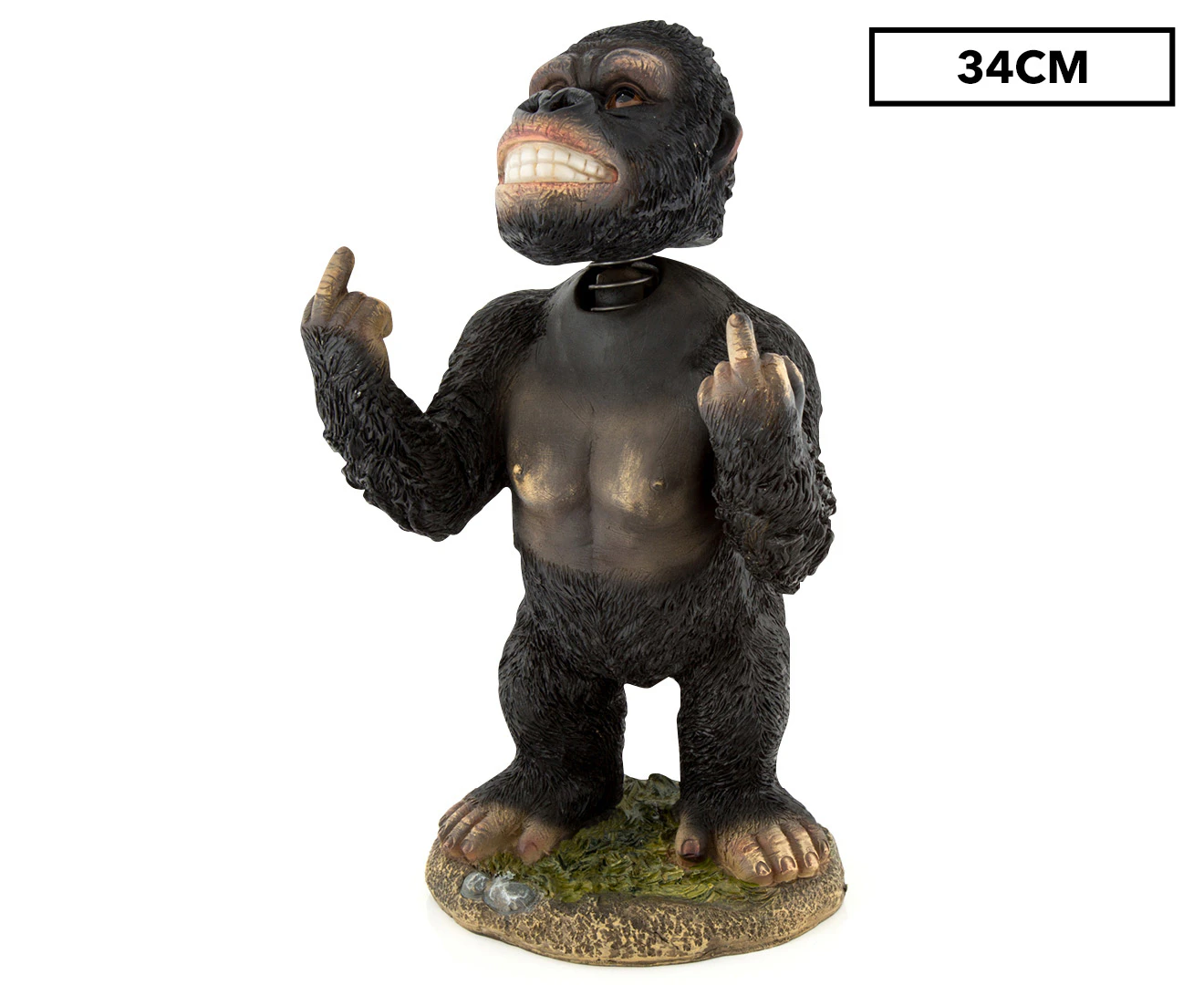 Cheeky Rude Finger Gorilla 'Bob' Bobble Head Figurine - 34cm