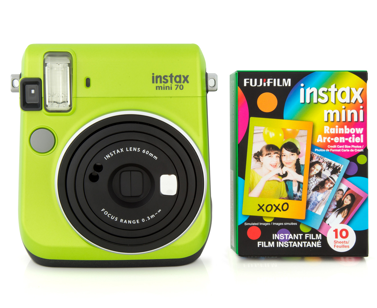 Fujifilm Instax Mini 70 Camera w/ Instax Mini Rainbow Film 10pk - Mint Green