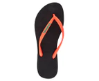 Havaianas Slim Logo Pop-Up Thongs - Black/Coral