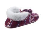 Divaz Womens/Ladies Lapland Full Shoe Knitted Casual Bootie Slippers - Red