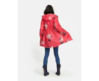 Joules Womens/Ladies Z Golightly Waterproof Packaway Long Rain Jacket - Raspberry Bloom Print