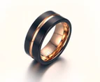 Select Mall Classic Men's 8mm Black Tuengsten Carbide Polished Finish Grooved Center Comfort Fit Band Ring