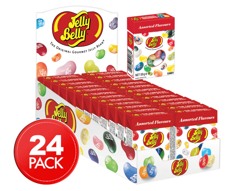 24 x Jelly Belly Assorted Flavours Flip Top Box 50g