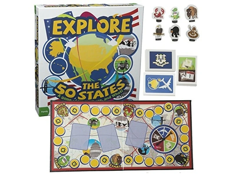Outset Media Explore the 50 States Board Game - Test Your Knowledge, Learn and Explore the 50 States - Ages 7+