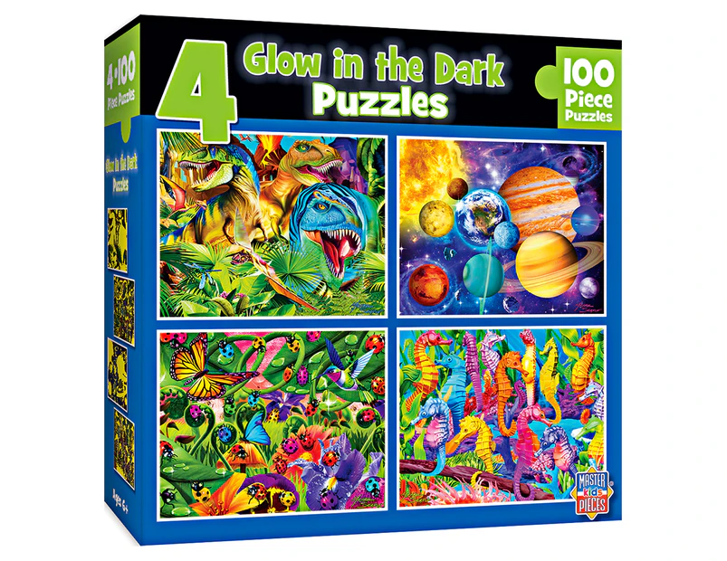 MasterPieces Glow in the Dark 4-Pack 100-Piece Jigsaw Puzzle
