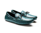 Eve & Kane - St.Tropez Teal Croc Embossed Leather Loafers