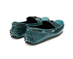 Eve & Kane - St.Tropez Teal Croc Embossed Leather Loafers