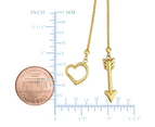 14k Yellow Gold Heart And Arrow Charm Long Necklace, 28" - Yellow