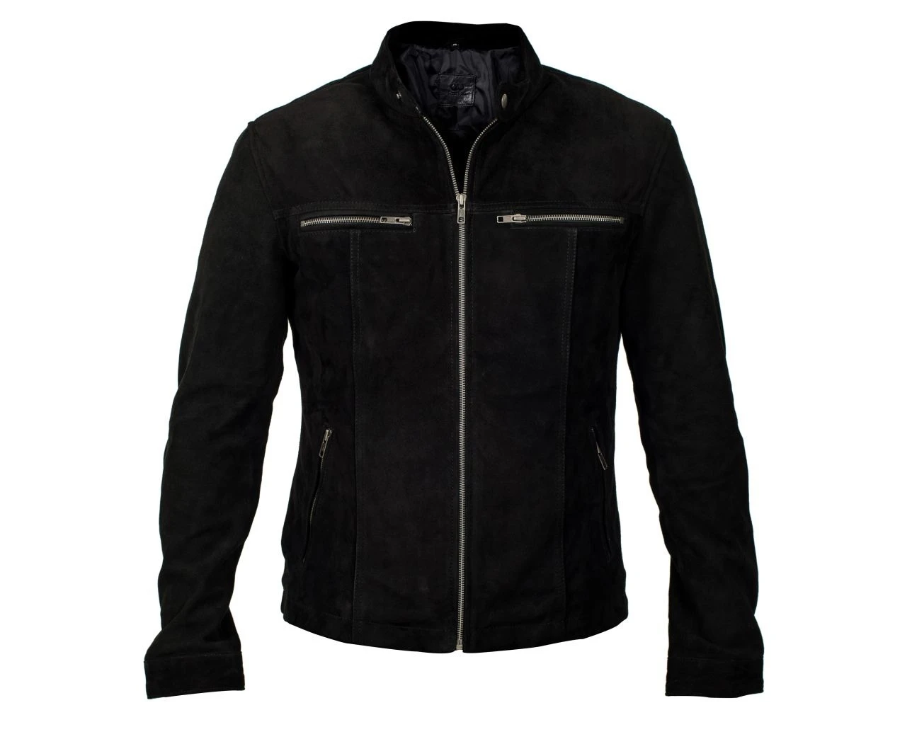 AU Fashion Men's Suede Leather Jacket Black