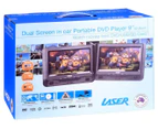 Laser Dual Screen 9-Inch In-Car Portable DVD Player w/ Bonus Pack