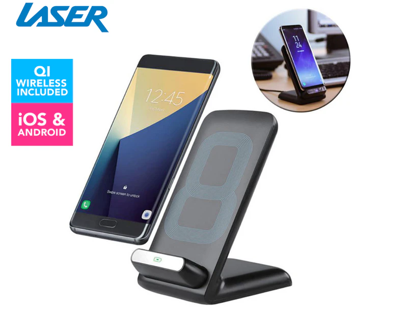 Laser Qi Wireless Charging Stand - Black
