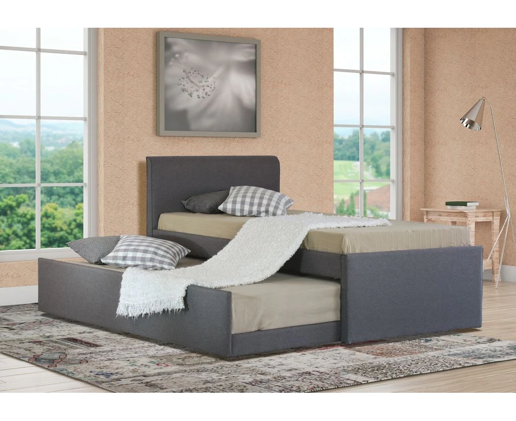 Istyle Selina King Single Trundle Storage Bed Frame Fabric Grey