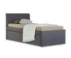 Istyle Selina King Single Trundle Storage Bed Frame Fabric Grey