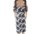 Karl Lagerfeld White Black Womens Size 14 Floral Lace Sheath Dress
