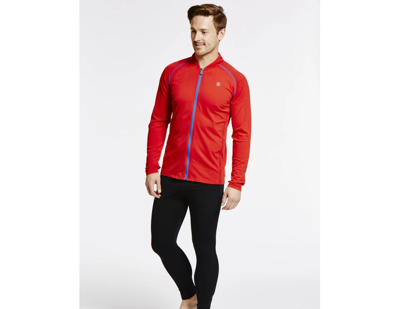 Full Zip Top with Back Zip Pocket UPF50+ Swimwear & Resort Collection - RED JACKET & BLUE PIPING
