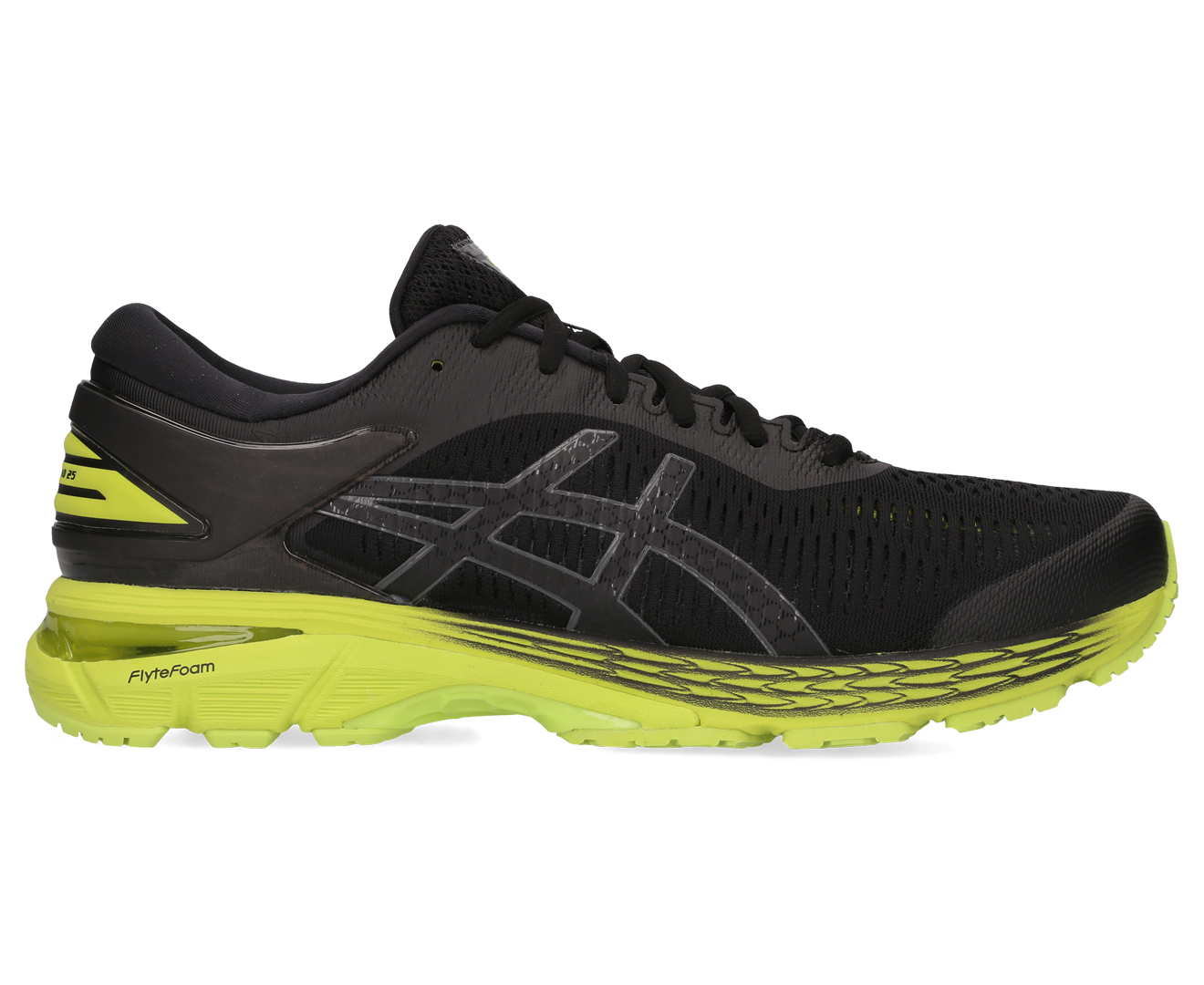 ASICS Men s GEL Kayano 25 Shoe Black Neon Lime Catch