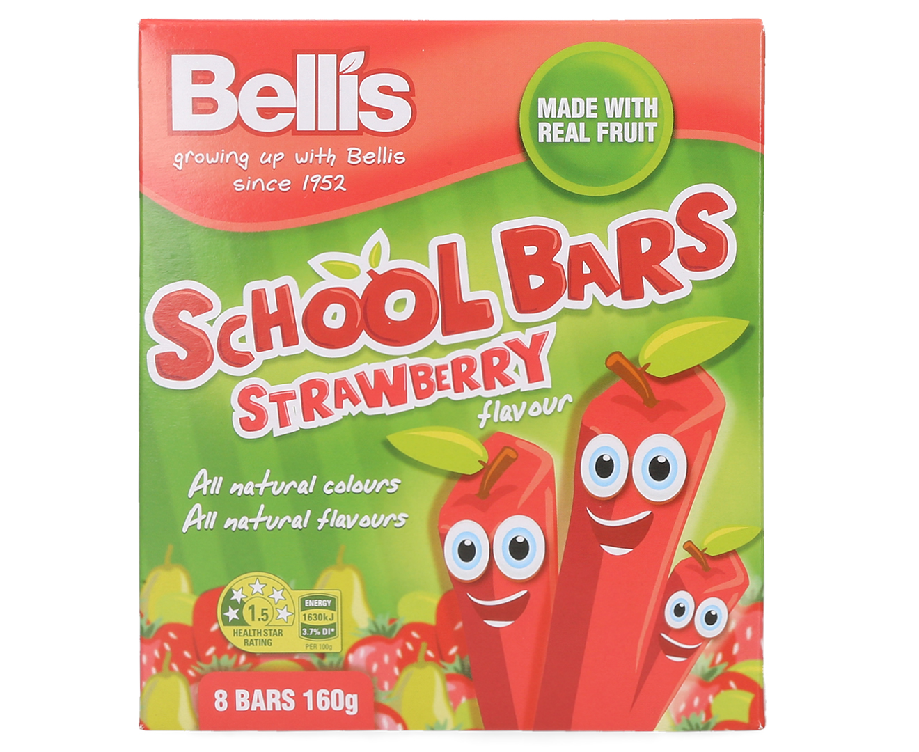 3 x 8pk Bellis School Bars Strawberry 160g