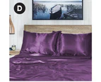 Double Size Purple 1000TC Silk Silky Feel Satin Sheet Set