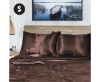 Single Size Chocolate 1000TC Silk Silky Feel Satin Sheet Set