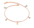 Heartstrings Anklet-Rose Gold/Clear & Baby Blue