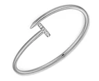 Nail Bangle White Gold Embellished with Swarovski® crystals-White Gold/Clear