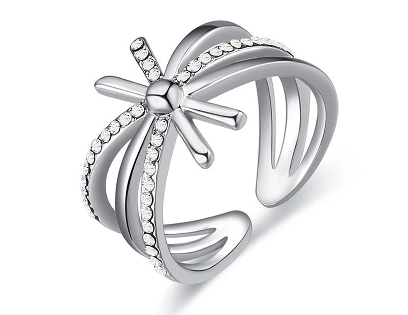 Fireworks Ring Embellished with Swarovski® crystals-White Gold/Clear