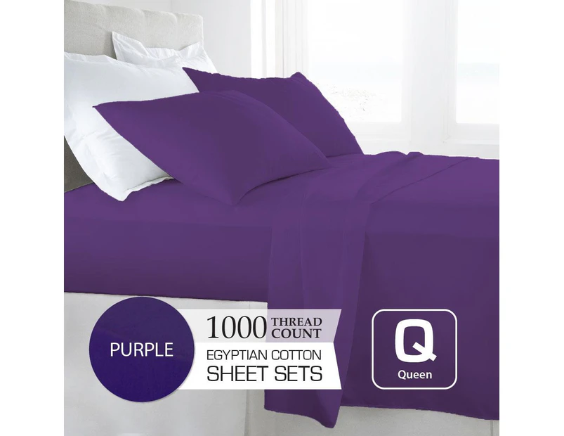 Queen Size Purple 1000TC Eygptian Cotton Sheet Set
