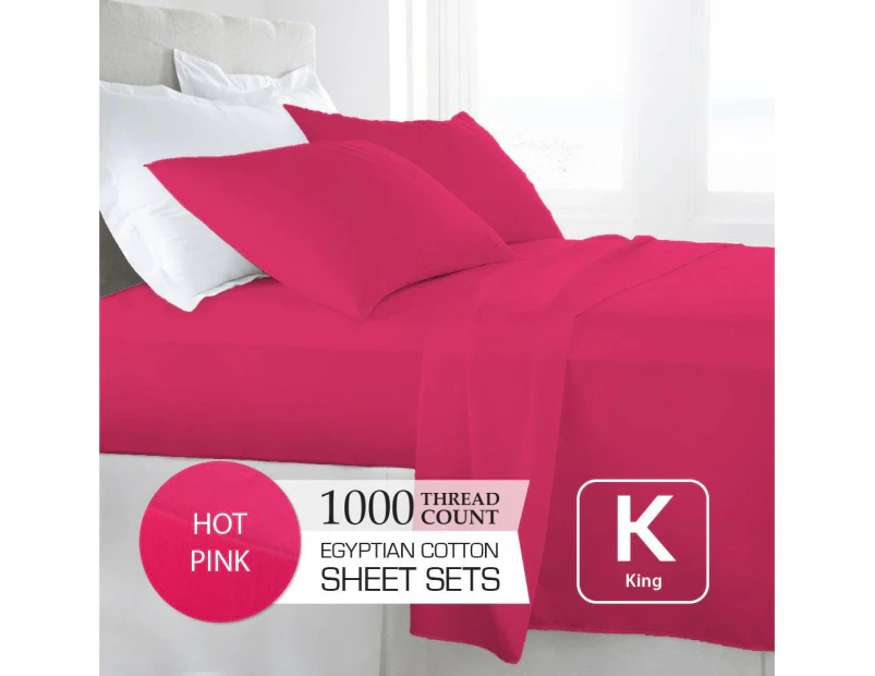 King Size Hot Pink 1000TC Eygptian Cotton Sheet Set