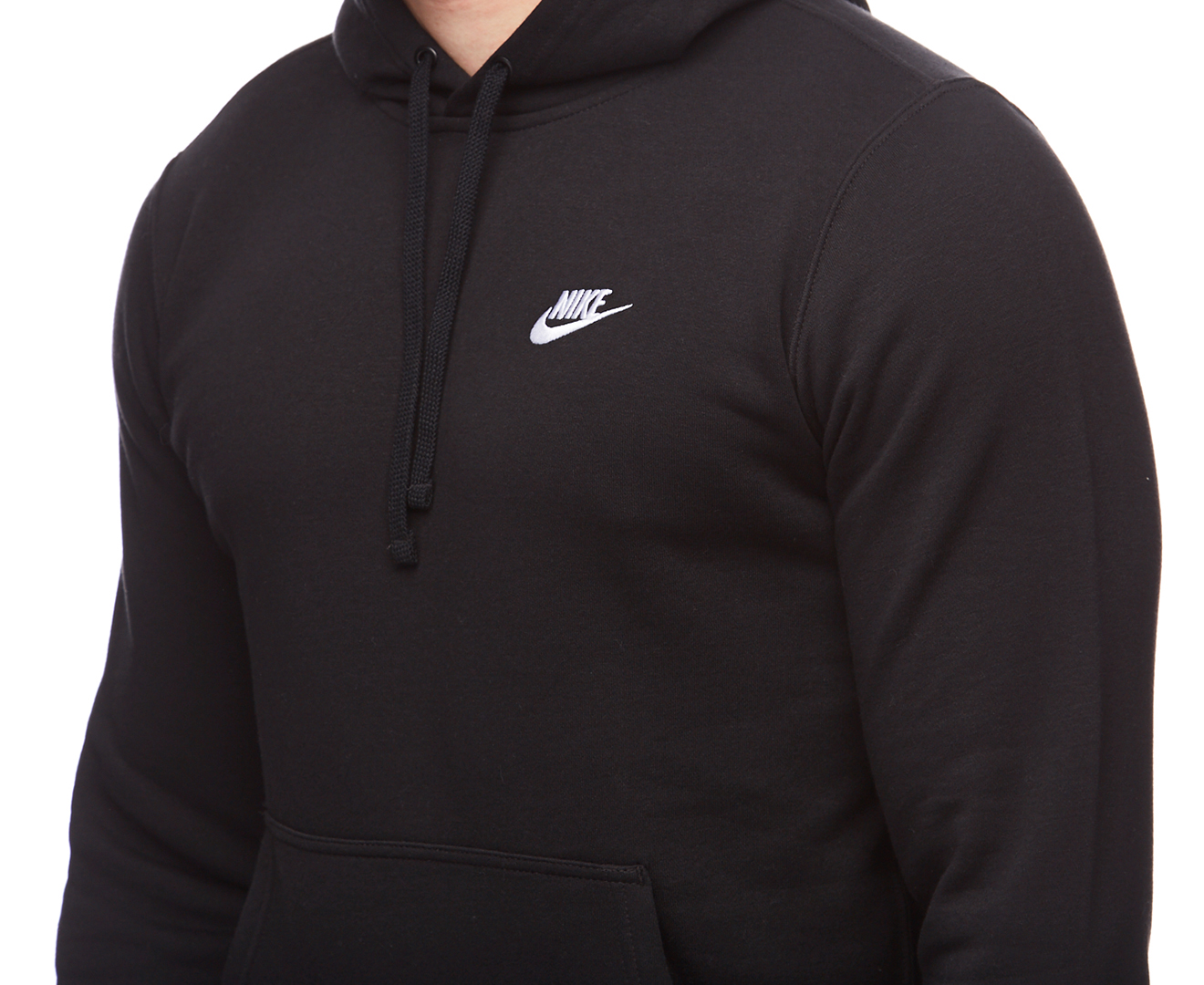 Nike Men's Club Swoosh Fleece Pullover Hoodie - Black/White | Catch.co.nz