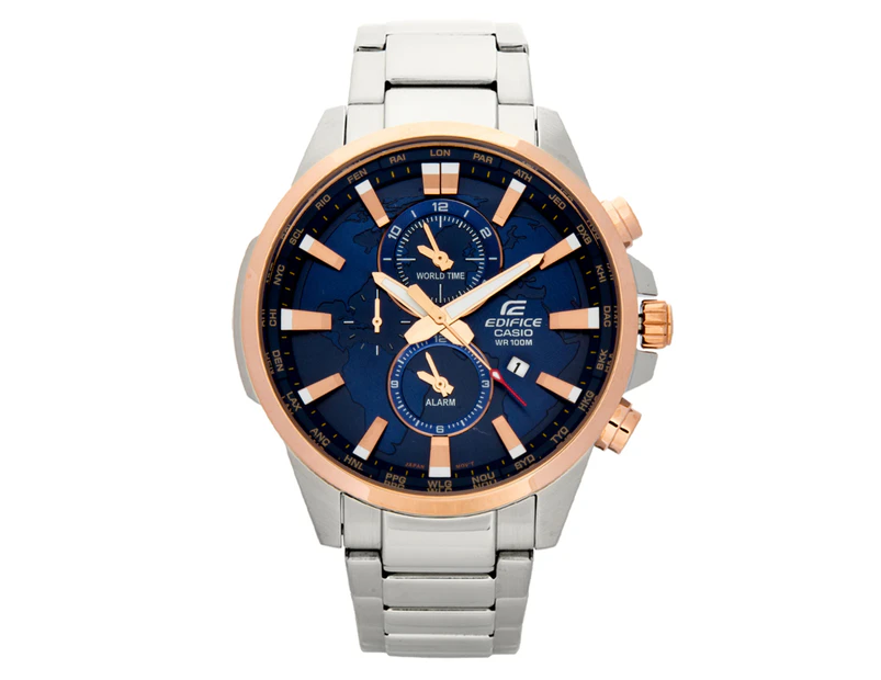 Casio Edifice Men's 45mm EFR303PG-2A Chronograph Stainless Steel Watch - Silver/Blue