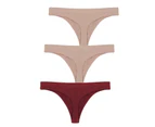 Seamless G String - Stretch Comfort 3 Pack - 2Nude 1Burgundy
