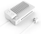 Power Board with 10 USB Port Charger Station, Powerboard- 2 AC Surge Protector Outlets -Aerocool Brand