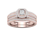 De Couer 9K Rose Gold  Diamond Bridal Set  (1/2CT TDW, H-I Color, I2 Clarity)