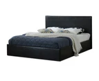 Istyle Prada Queen Gas Lift Ottoman Storage Bed Frame Pu Leather Black