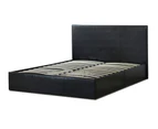 Istyle Prada Queen Gas Lift Ottoman Storage Bed Frame Pu Leather Black