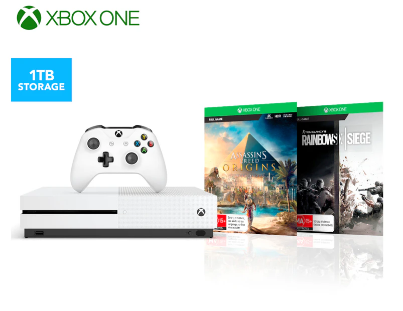Microsoft Xbox One S 1TB Console w/ Assassins Creed Origins & Rainbow Six Siege Bundle
