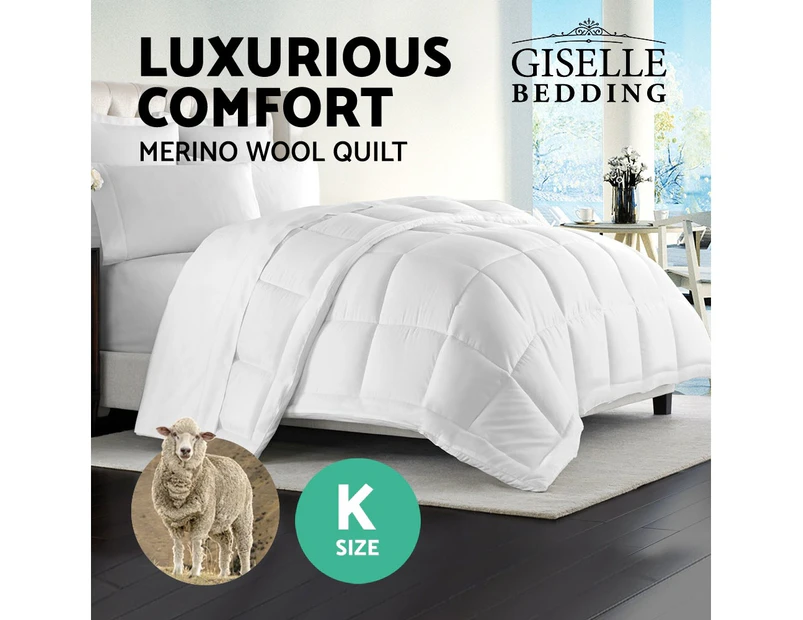 Giselle Bedding Australian Merino Wool Quilt Duvet Blanket King Size 350GSM